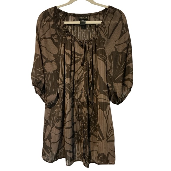 Sheer Brown Blouse by Lane Bryant Size 22/24 EUC - Picture 1 of 3